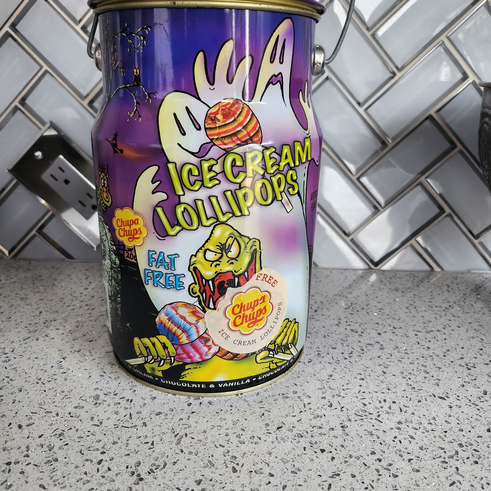 1990's Chupa Chups Ice Cream Lollipops Tin with Handle
